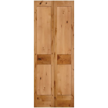 Trimlite 30" x 80" Knotty Alder 2-Panel Shaker Bifold Door and Hardware 2668ska8402BF